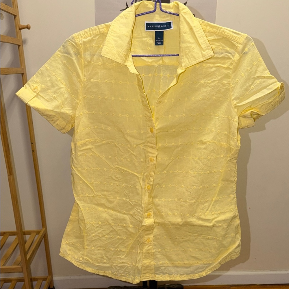 Karen Scott Lemon Button Down Shirt